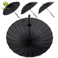 Kreativt långt handtag stort vindtätt samurai svärd paraply japansk sol regn rakt paraply automatisk öppen 16k 24k parasoll 211011