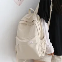 Водонепроницаемый нейлоновый женщины рюкзак женские туристические сумки рюкзаки школьные сумки для девочек-подростков сплошной цвет книжный мешок mochila 220225