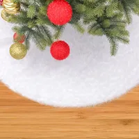زينة عيد الميلاد مجموعة شجرة 2021 طويل الشعر أسفل ديكور للغرفة سطح أبيض غير المنسوجة النسيج cn (الأصل)