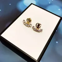높은 품질, 세련되고 간단한 다이아몬드, 황동 소재, 민감한 숙녀 더블 G 편지 귀걸이 상자