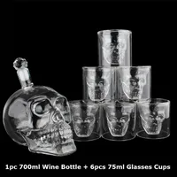 Crystal Skull Head S Glass Cup Zestaw 700 ml whisky wina butelka 75 ml kubków dekanter domowy bar wódki kubki do picia 210827
