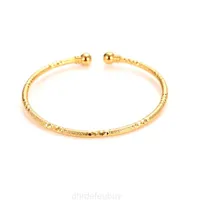 2022 New Can Open Fashion Dubai Bangle Jewelry Solid Fine Yellow Gold Gf Bracelet for Women Africa Arab Items Price Select Brand Chain 4xxf