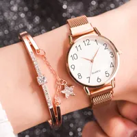 Wristwatches 2 PCS Set Women Watches Soxy Simple Romantic Rose Gold Watch Women's Wristwatch Ladies Relogio Feminino Diamond Bracelet