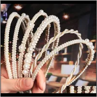 Simple Pearls Hairbands Bride Accessories Female Hair Band Knot Pearl Hairpins Beaded Bow Crown Headwear Bjj0U L41Sw