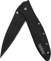 Kershaw Leek, Black Folding Knife (1660CKT); 3&#039; 14C28N Sandvik Steel Blade, 410 StainlessSteel Handle, Both DLC-Coated; SpeedSafe Assisted Opening,