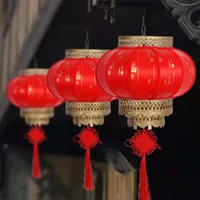 الفوانيس الحمراء الدائرية من جلد الغنم الصيني لزينة مهرجان الربيع