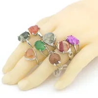 Band ringen mode groothandel sieraden kavels 20 stks natrual edelsteen steen verzilverde vrouwen ring US store