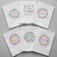 Вышитые салфетки писем хлопчатобумажные чайные полотенца абсорбирующие стол салфетки кухня пользы для ночного платка бутик свадебные ткани 5 дизайнов