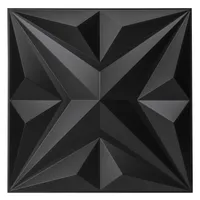 Art3d 50x50cm 3D لوحات الحائط نجمة محكم سوداء عازلة للصوت للديكور الداخلي السكني والتجاري (حزمة من 12 بلاط)
