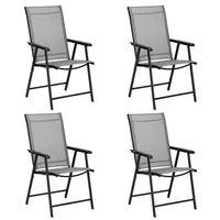 Bancs de patio pliantes à 4 pack portables pour le camping en plein air Chaise de salle à manger de plage avec accoudoirs Textilene Textilene Chaises Set de 4 US Stock A52