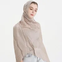 Foulards de luxe couleur solide argent silk croustille hijab soft châle foulard musulman style ethnique bleu clair gris gris turban mousseline mousseline