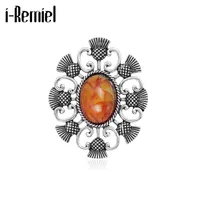 Pins, Brooches Baroque Retro Court Pins Creative Resin Stone Metal Suit Pin Women Female Jewelry Scarf Buckle Holiday Gift For Wife