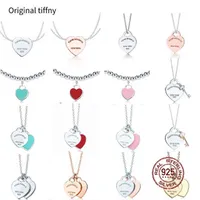 NEW 100% 925 Sterling Silver Necklace Pendant Heart Bead Chain Rose Gold And Gold Luxurious For Women Fashion Jewelry Original Gift Y220310