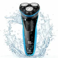 Moosoo eléctrico maquinilla de afeitar, afeitadora recargable 100% impermeable rotativo seco seco para hombres con recortadora emergente, pantalla LED 100 minutos de batería vida