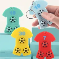 Football Fidget Toys Push Bubble Keychain Party Favor Sensory Puzzles Cute Jersey Shape Key Ring Chain Popper Bubbles Silica gel+Plastic Ease the Mood