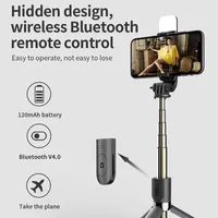L03S Bluetooth Selfie Stick Monopod Mini Tripod مع LED ملء ضوء ومصراع البعيد عن هواوي الهاتف المحمول monopods