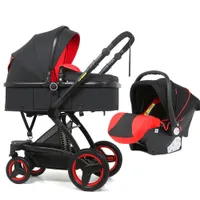 아기 유모차 3-in-1pu 럭셔리 자동차 시트 2-in-1 아기 안전 접는 아기 유모차 의자 인형 액세서리 접이식 다기능 침대