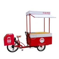 Elektrisch Menselijk Pedaal Cargo Bike Ice Cream Driewieler Koude Drank Kokosnoot Water Brigcycle Nieuw Ontwerp Vending Kiosk Catering Food Cart