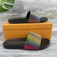 Colorido para hombre para mujer zapatilla láser de verano sandalias de verano diapositivas de gradiente dnmvhjfg señoras sandali baño baño donna zapatos clásico marrón estampado