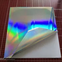 Micron Grosor A4 Papel de etiqueta de pegatina plateada de holograma en blanco para impresora láser.