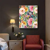 Pintura a óleo digital artesanal decoração home pintura por números arte rosa desenho no presente da lona DIY imagens de flores de flor 210827