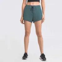 L-153 Kadınlar Egzersiz İpli Bel Şort Fitness Yoga Hızlı Kuru Nefes Spor Kısa Iç Çamaşırı Kadın Koşu Spor Tayt Atletik Spandex Pantolon