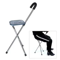 트레킹 기둥 스테인레스 스틸 의자 지팡이 의자 실용적인 듀블 두꺼운 좌석 노인을위한 걷는 시트 환자
