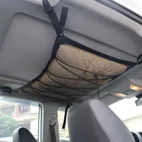 Car Organizer Ceiling Storage Net Pocket Roof Bag Double-Layer Interior Cargo Auto Stowing Tidying Accessories