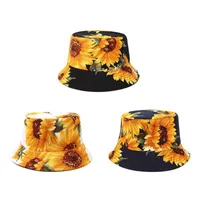 Casquettes de godets de tournesol imprimés Pêcheur Panama Panama Coupe Coton Tissu Chapeaux Sun Casual Unisexe Fashion Fashion Plat bord