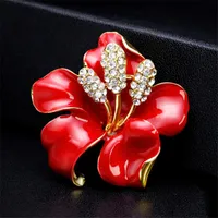 Pins, spille moda moda romantico matrimonio flower flower spilla rossa smalto spille gioielli elegante kate principessa memoriale per le donne