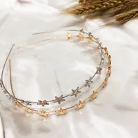 Gilrs Moda Altın Şerit Metal Yıldız Hairband Kadınlar için Tatlı Düğün Saç Aksesuarları Tiara Zarif Kızlar Kafa Şapkalar