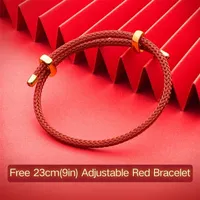 ATHENAIE Braided Rope Adjustable Charm Bracelet with Gold Color Clasp Fit European Beads Red Length 9in 220218