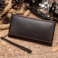 محافظ الرجال طويل جلد حقيبة الهاتف الأعمال حقيقية مخلب محفظة محفظة الذكور حجم كبير مفيد عملة حامل بطاقة المال