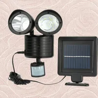 Lampor 6V 1.2W Solar Induktionslampa LED Power Double Outdoor Garden Garage Hallway Stair Light (Svart, 1200mAh)