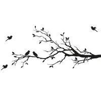 Adesivi murali Uccelli sui rami Adesivo albero Decalcomanie Decorative Sticker Camera da letto Arte classica Black Bird rimovibile