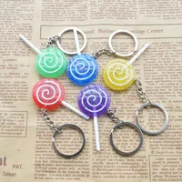 Keychains 1pc Lovely Cute Rainbow Colorful Simulation Food Candy Sweet Lollipops Pendant Accessories Keychain Key Ring Holder Wholesale