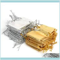 Pouches, Jewelry & Display Jewelry100Pcs Sier Golden Wedding Decoration Gifts Craft Candy Packaging Bags Metallic Foil Cloth Organza Dable P