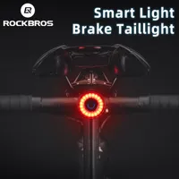 Rockbros الدراجات الذيل ضوء mtb الطريق دراجة ليلة أضواء الخلفية الذكية الفرامل الاستشعار تحذير مصباح ماء دراجة الملحقات
