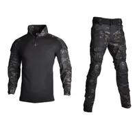 Açık Paintball Giyim Seti Çekim Üniforma Taktik Savaş Kamuflaj Suits Gömlek + Pantolon Dirsek Diz Pedleri