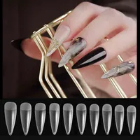 504 st / låda Full omslag Fake Nail Artificial Press på Long Ballerina Rensa False Coffin Pointed Nails Art Tips Manicure Tools
