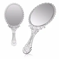 1 unids Silver Vintage Espejo espejo floral revozse oval redondo maquillaje mano sostenga espejo princesa señora maquillaje belleza cómoda regalo regalo