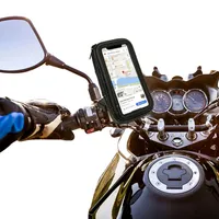 Motorcycle Rearview Mirror Waterproof Bag Cell Phone Mount Holder with 360 Rotation