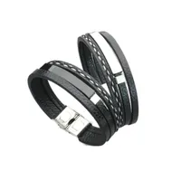 Gravierbares Titan-Stahl gewebtes Lederseil-Armband für Männer Frauen