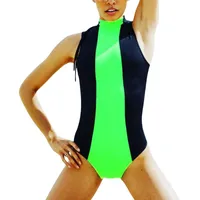 패션 여성 Bodysuit 컬러 블록, 높은 목선, 허리 디자인 섹시한 스타일 일광욕 의류 여성 수영복