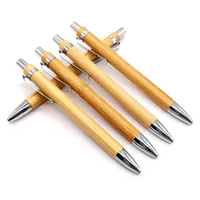 Ballpoint Pens 3pcs / 5pcs bambú pluma de madera 1.0 mm punta azul tinta negra negocio firma bola oficina escuela escuela papelería papelería