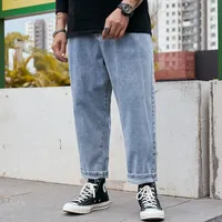 Semplici jeans da uomo sciolto Blu azzurro Pantaloni Harlan Casual per 140 kg Dimensione uomo grasso 28-48 Vêtements de Grande Taille Versare Hommes