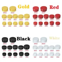 Gold Rouge Noir Blanc Nail Désocation Crafts Pot Flacon Vide Aluminium Crème Jar Tin 5 10 15 30 50 Conteneurs à baume à lèvres cosmétiques 100g
