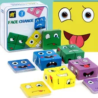 나무 식 장난감 나무 마법 큐브 얼굴 패턴 빌딩 블록 교육 몬테소리 장난감 어린이 3 4 5 세