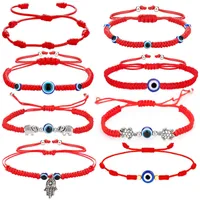 Bracelet de charme de Charme rouge chanceux à la main simple Femmes hommes turc bleu mauvais perles d'oeil bracelets Trend amitié bijoux