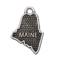 Online Hurtownie Antique Silver Plating Maine State Map Charms 13 * 20mm 50 sztuk AAC801